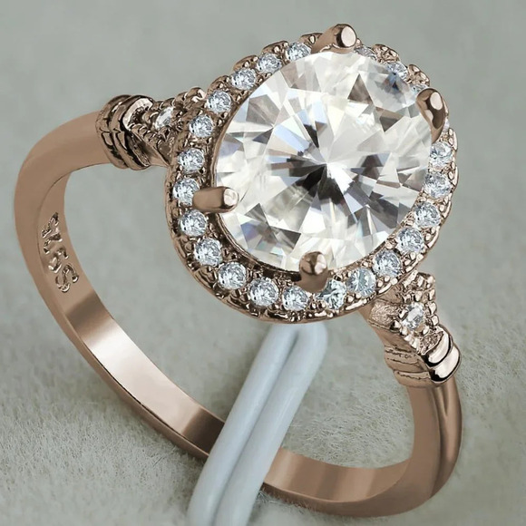 Dazzling Gemstone Beautiful Rose Gold Oval Ring for Women, VIP042 - Picture 2 of 9